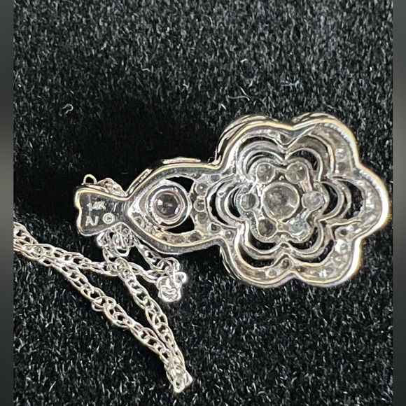 Alwand Vahan 14k Solid White Gold Natural Diamond with Pink Sapphire Pendant-JCP - Picture 7 of 10